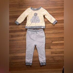 Burt's Bees Baby 18M Bunny Sweatshirt + Striped Joggers Set